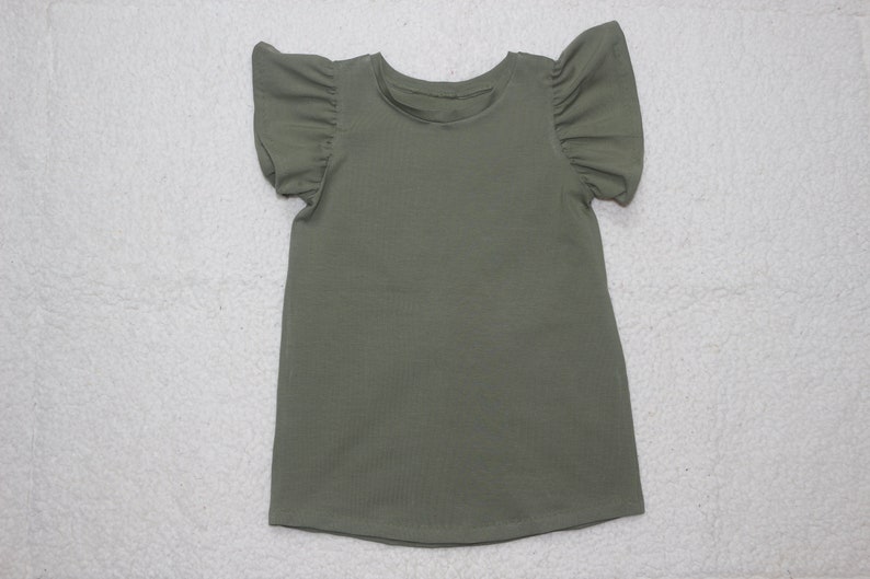 Basic Shirt khaki Rüschenärmel Bild 1