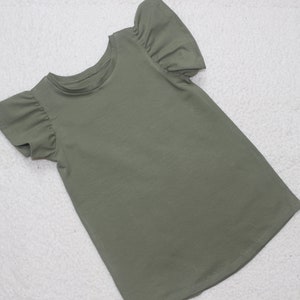 Basic Shirt khaki Rüschenärmel Bild 2