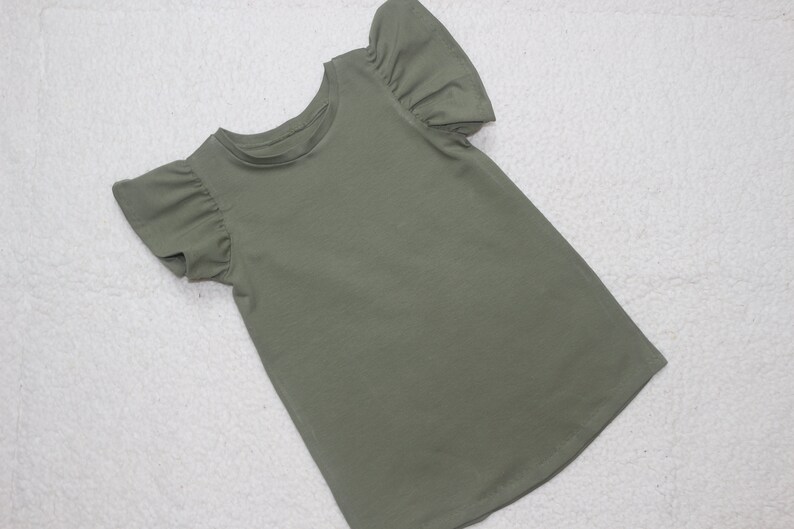 Basic Shirt khaki Rüschenärmel Bild 2