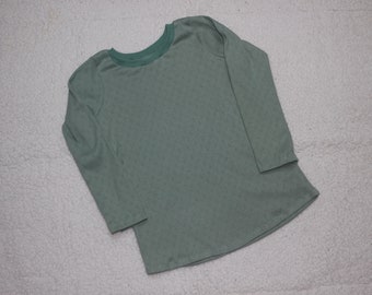 Maglia basic a maniche lunghe in jersey traforato salvia