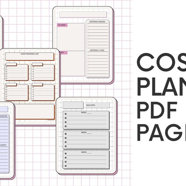 Cosplayplanner: kostuumopberger, kalender en paklijsten (downloadbare pdf)