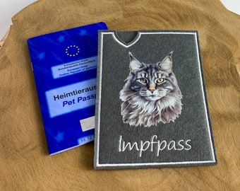 Hülle für Katzen-Impfpass | Schutzhülle für EU-Heimtierausweis | verschiedene Katzen-Rassen | Geschenkidee für Katzenbesitzer