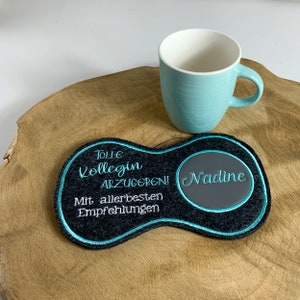 Farewell gift for colleague, personalized gift for office colleagues, coasters for coffee cups, felt coasters, various colors