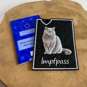 Hülle für Katzen-Impfpass Schutzhülle für EU-Heimtierausweis verschiedene Katzen-Rassen Geschenkidee für Katzenbesitzer Britsch Kurzhaar