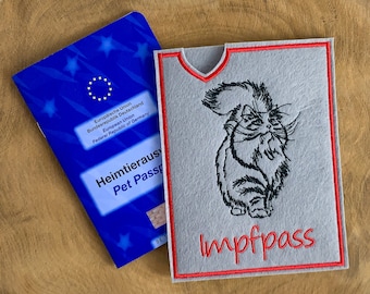 bestickte Einsteck-Hülle aus Filz für den EU-Heimtierausweis für deine Katze | praktisches Geschenk für Katzenbesitzer | Tierpass | Impfpass
