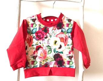 Sweatshirt girls flowers 104 110 ready to ship