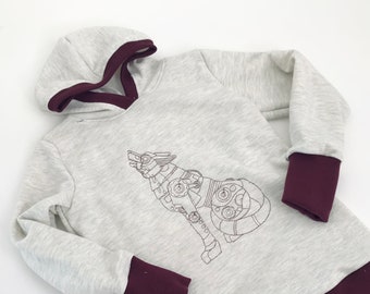 Sweatshirt hoodie boys embroidered robotic wolf 140/146