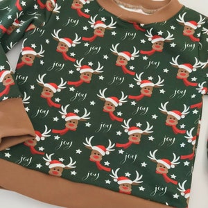 Sweatshirt Pullover Shirt Baby Kind 62-110 Weihnachtspullover Elche auf grün