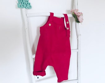 Overall Romper Pants Baby Girl Size 68 74 Linen UNIKAT