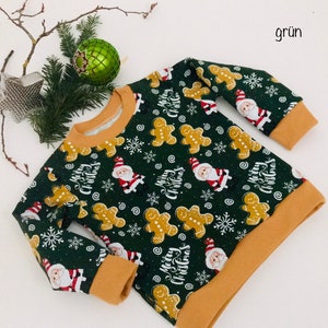 Sweatshirt Pullover Shirt Baby Kind 62-110 Weihnachtspullover Lebkuchen grün
