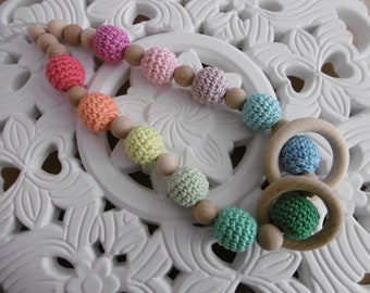 Nursing chain baby wrap chain rainbow with wooden rings