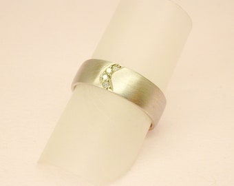 Platina ring met diamanten, ring minimalistisch, verjaardagscadeau, modern, ring voor vrouwen, verlovingsring, mat