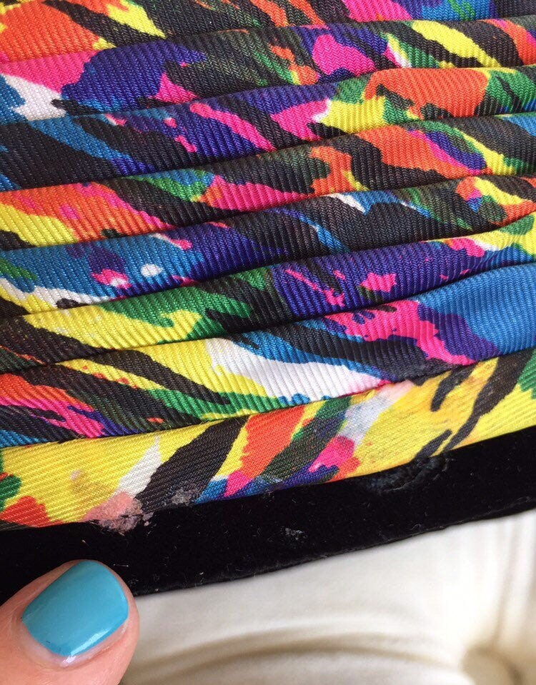 Vintage 60s Folded Silk Multi-Colored Hat Junior B | Accessories | Vintage 6s Folded Silk Multicolored  main image 2