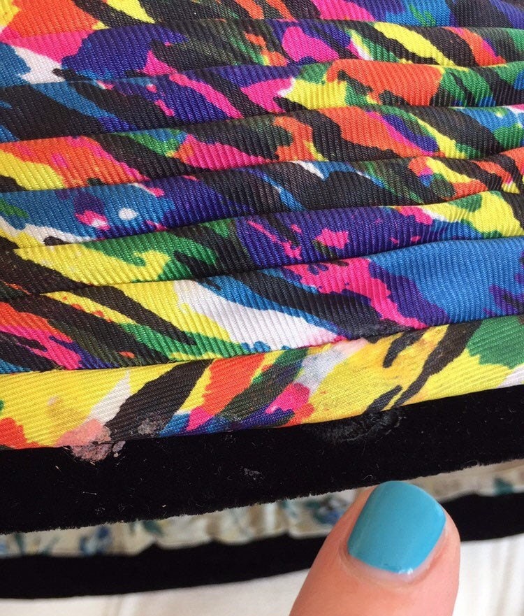 Vintage 1960s Folded Silk Hat Multi-color Velvet Trim - Etsy display picture 3