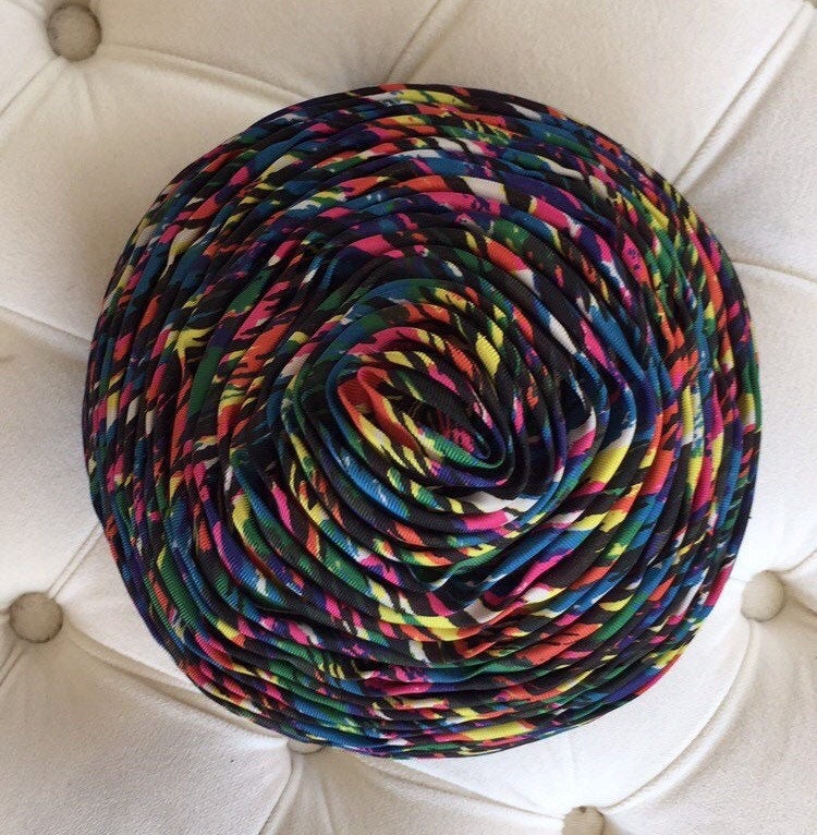 Vintage 1960s Folded Silk Hat Multi-color Velvet Trim - Etsy display picture 2