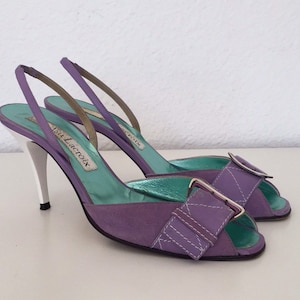 Vintage 90s Christian Lacroix Slingback Pumps Lavender Suede 7.5