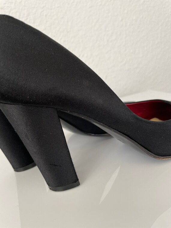 Vintage 90s YSL Silk Satin Peep Toe Pump - image 5