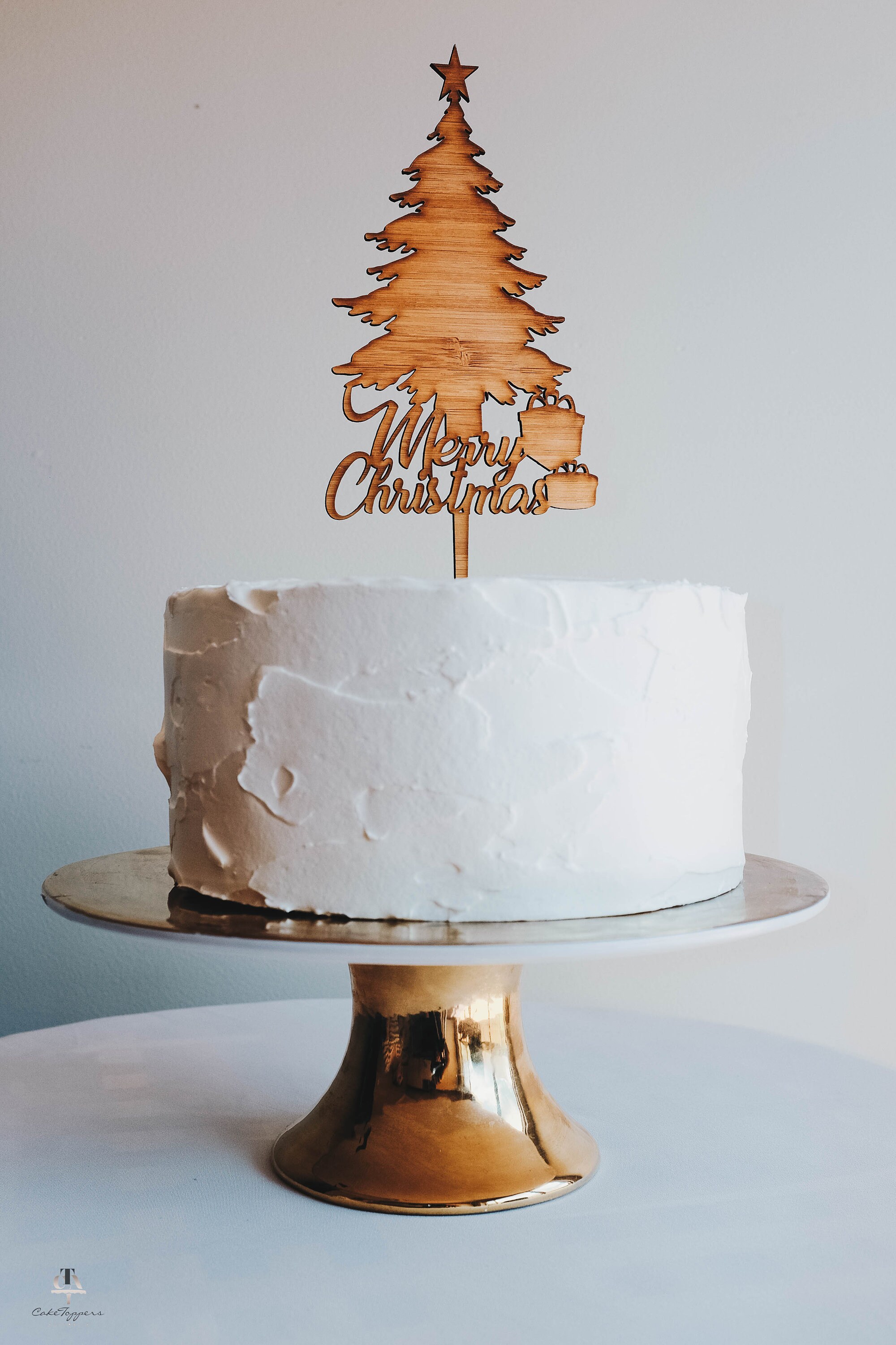 Merry Christmas Tree Cake Topper Etsy