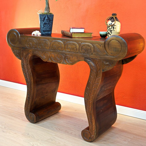 Buffet / console en teck recyclé | Table console 120 x 85 cm en bois de teck de style antique asiatique comme meuble en bois massif pour le salon