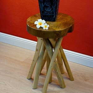 Teak root wood side table 45 x 30 cm | Round solid wood table made of teak root | Root table, bedside table or flower stand
