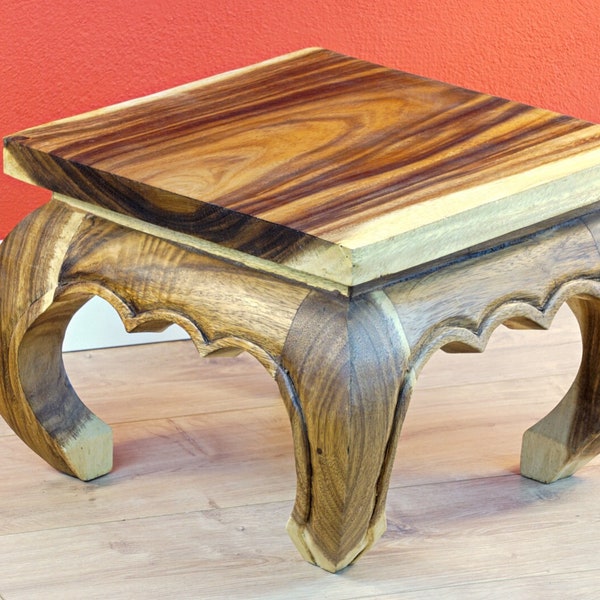 35 x 35cm Opium Side Table Suar Solid Wood | Waxed wood table | Thai Furniture | Acacia wood table pedestal flower stand square