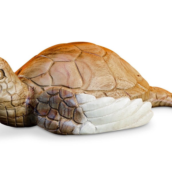 Sculpture de tortue des bois | Sculpture en bois massif de 50 cm représentant une tortue de mer sculptée Honu | Sculpture décorative en bois massif Suar Plage d'Hawaï