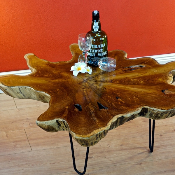 Rustic Root Wood Coffee Table LUHU 50 to 80 cm  | Living room table from a tree slice