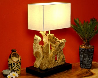 Lampadaire en bois flotté lampe de table en bois de racine avec abat-jour 57 x 35 cm