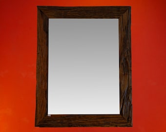 95 x 75 cm teak old wood mirror | Recycled teak wall mirror For bathroom, living room, hallway, bedroom rectangular brown