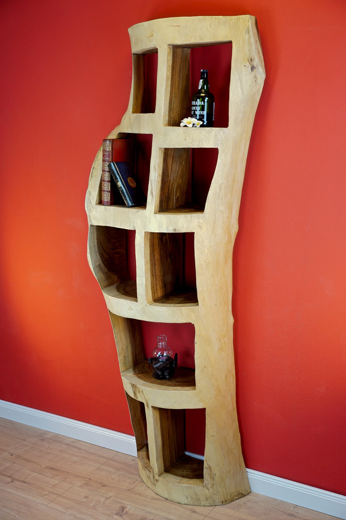 Tree trunk shelf 210cm bookshelf made of solid acacia wood | Etsy