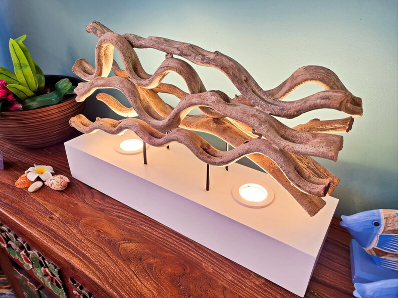 Tischlampe Lianen Holz Holzlampe Exotische Designer Lampe aus Holz für Wohnzimmer oder Schlafzimmer Bild 8