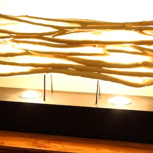 Tischlampe Treibholz Holz Lampe 62cm breite Schwemmholz Lampe mit indirekter Beleuchtung für Sideboard oder Schrank Bild 2