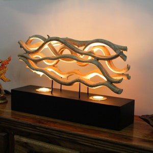 Tischlampe Lianen Holz Holzlampe Exotische Designer Lampe aus Holz für Wohnzimmer oder Schlafzimmer Bild 2