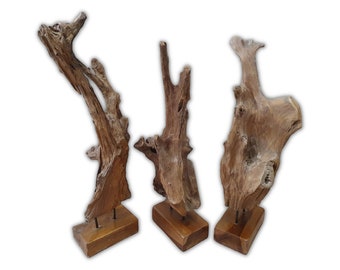 Root wood sculpture solid wood decoration | Approx. 70-90cm large root as a decorative object