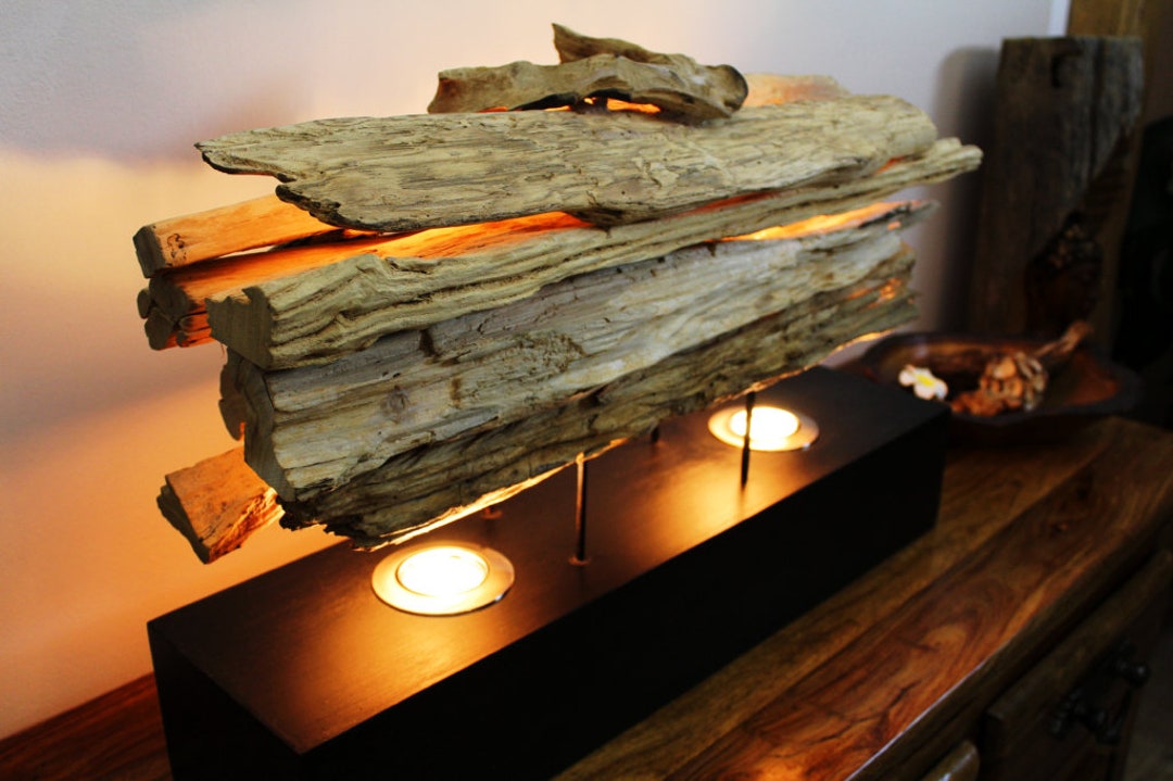 Table Etsy Indirect Lamp Norway Lighting With Wooden Lamp Driftwood - 60cm