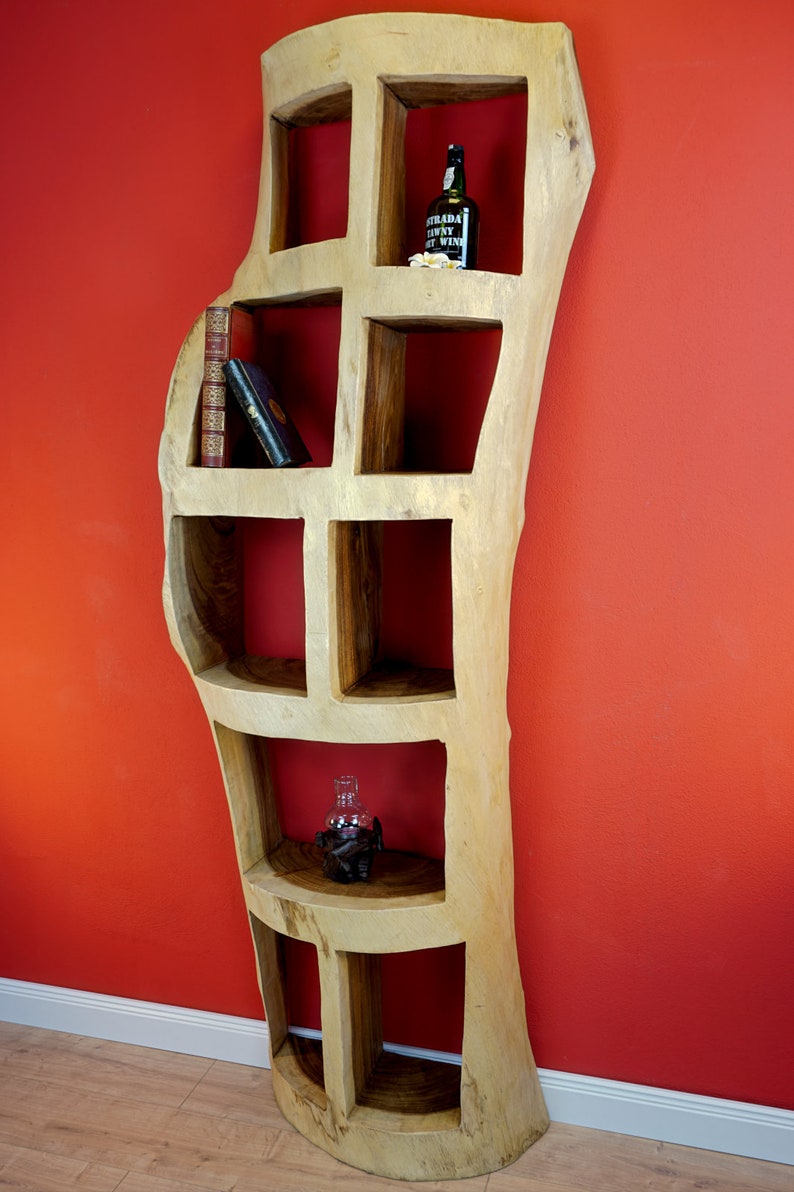 Tree trunk shelf 210cm bookshelf made of solid acacia wood | Etsy