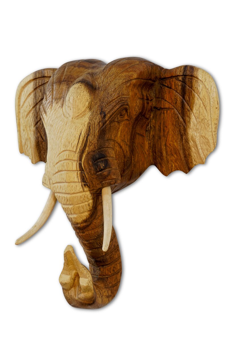 Olifantenkop Gesneden Uit Massief Hout Houten Olifant Als Etsy Nederland