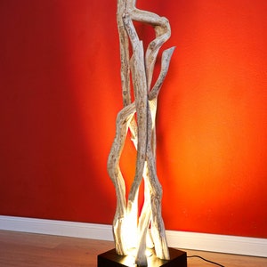Lampadaire en bois lampe lianes en bois flotté 120 cm avec éclairage LED indirect image 5