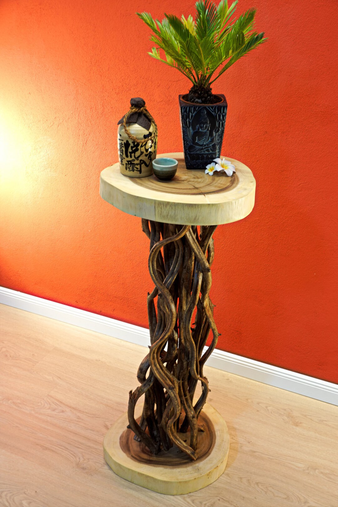 Solid 100 X 40cm Suar Wood Side Table With Lianas Flower - Etsy Norway