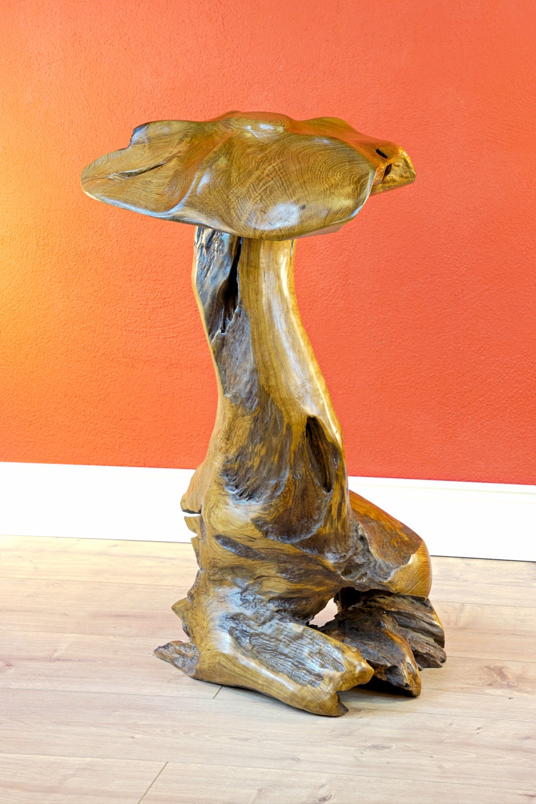Root Wood Sculpture Mushroom Teak 50 CM Garden Decoration Figurine Natural 