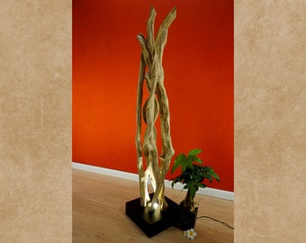 Lianen Holz Stehlampe Treibholz | Riesige 170cm XL Bodenlampe mit indirekter Beleuchtung