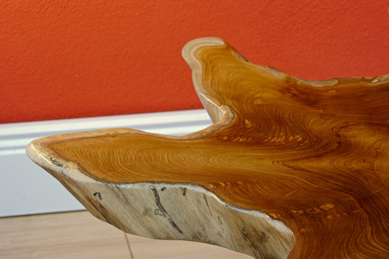 Mesa auxiliar madera maciza de teca tronco de árbol 60 85 cm Diseño de interiores de muebles de mesa de centro de sala de estar Decoración rústica de una casa de campo nórdica imagen 8