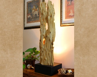 Lampada da terra in legno di teak in legno di recupero 95 cm con faretto LED | Lampada da terra Driftwood con illuminazione indiretta