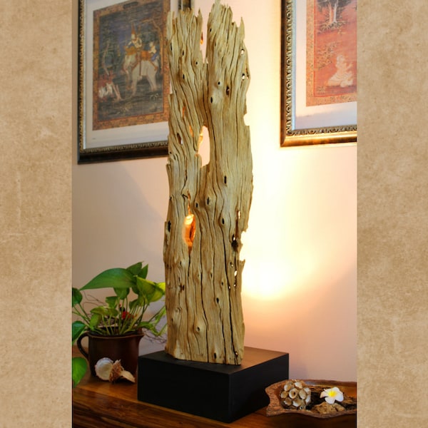 Driftwood floor lamp solid wood | 95 cm Teak oldwood lamp with indirect lighting