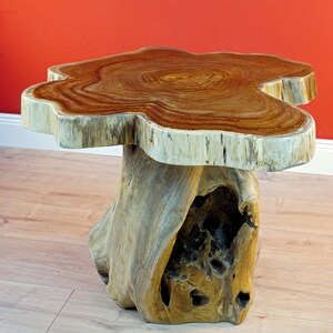 Side Table Solid Wood Teak Tree Trunk Living Room Couch Coffee Table ...
