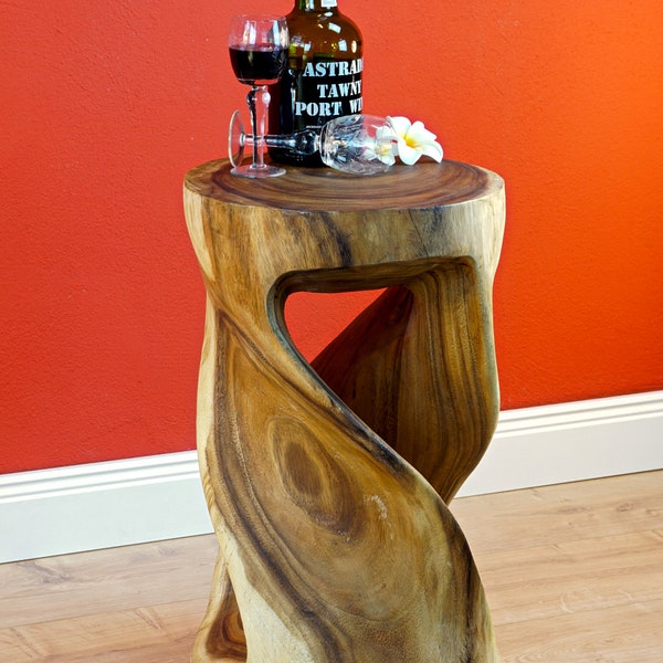 Table d'appoint en bois d'acacia massif 50 cm Boho | Table de canapé de salon Table de chevet de chambre à coucher | Décoration d'intérieur rustique et nordique confortable.
