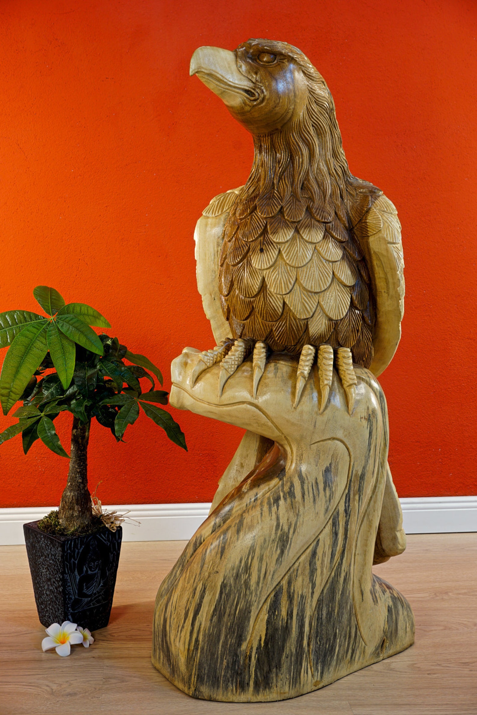 100 Cm Suar Solid Wood Eagle Statue Huge Heavy Bird of Prey Etsy UK