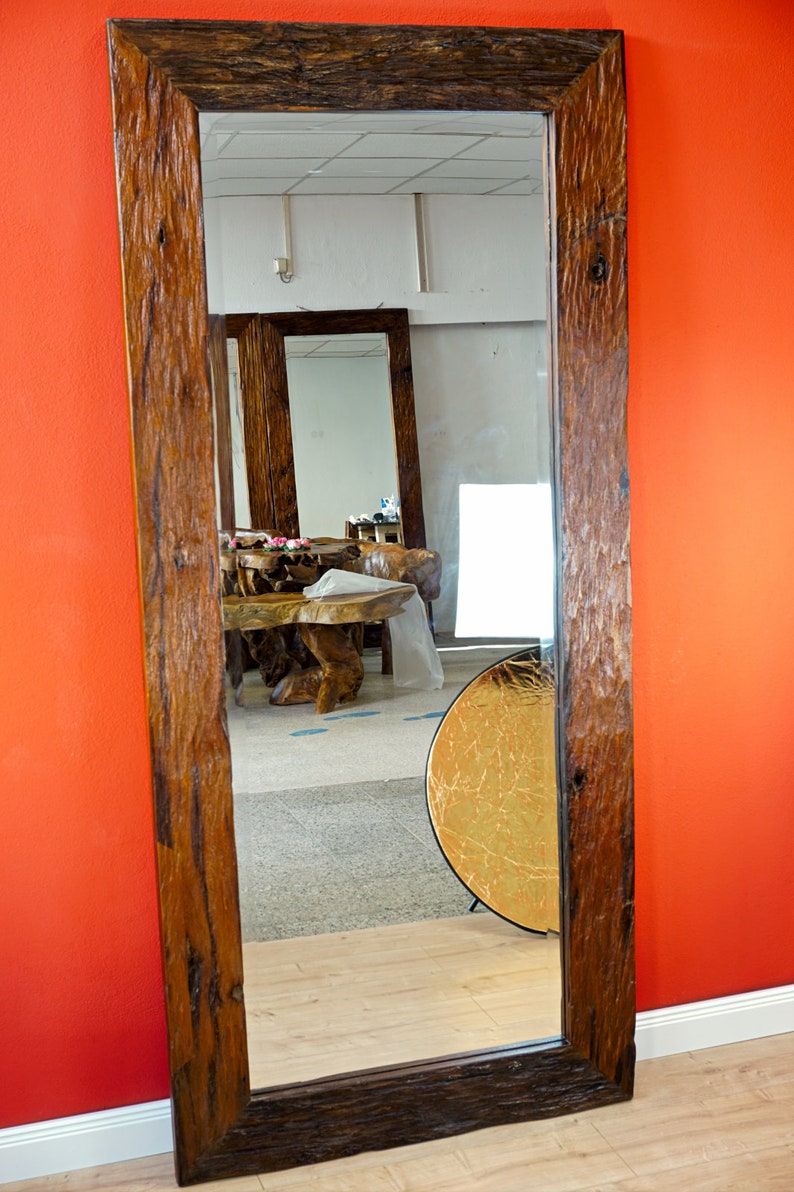 Teak Altholz Spiegel Großer Holz Wandspiegel aus