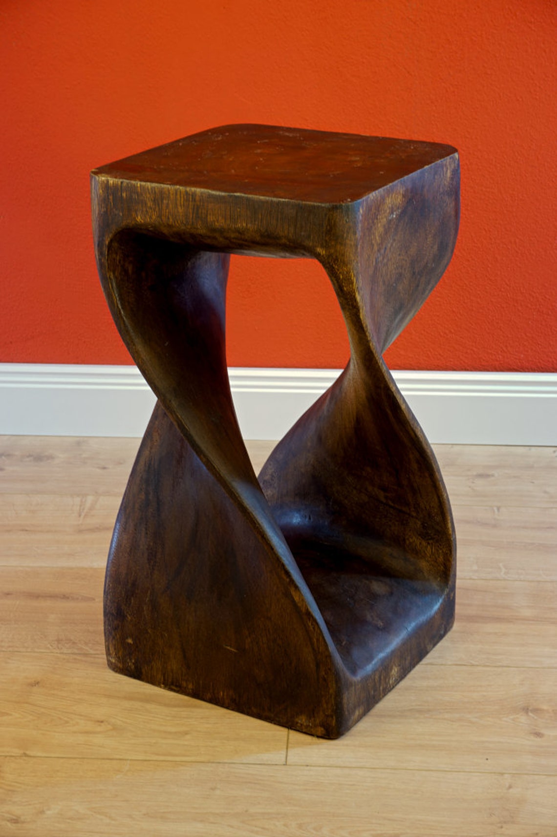 Twisted Side Table Made of Solid Acacia Wood 30/50/76 Cm Etsy