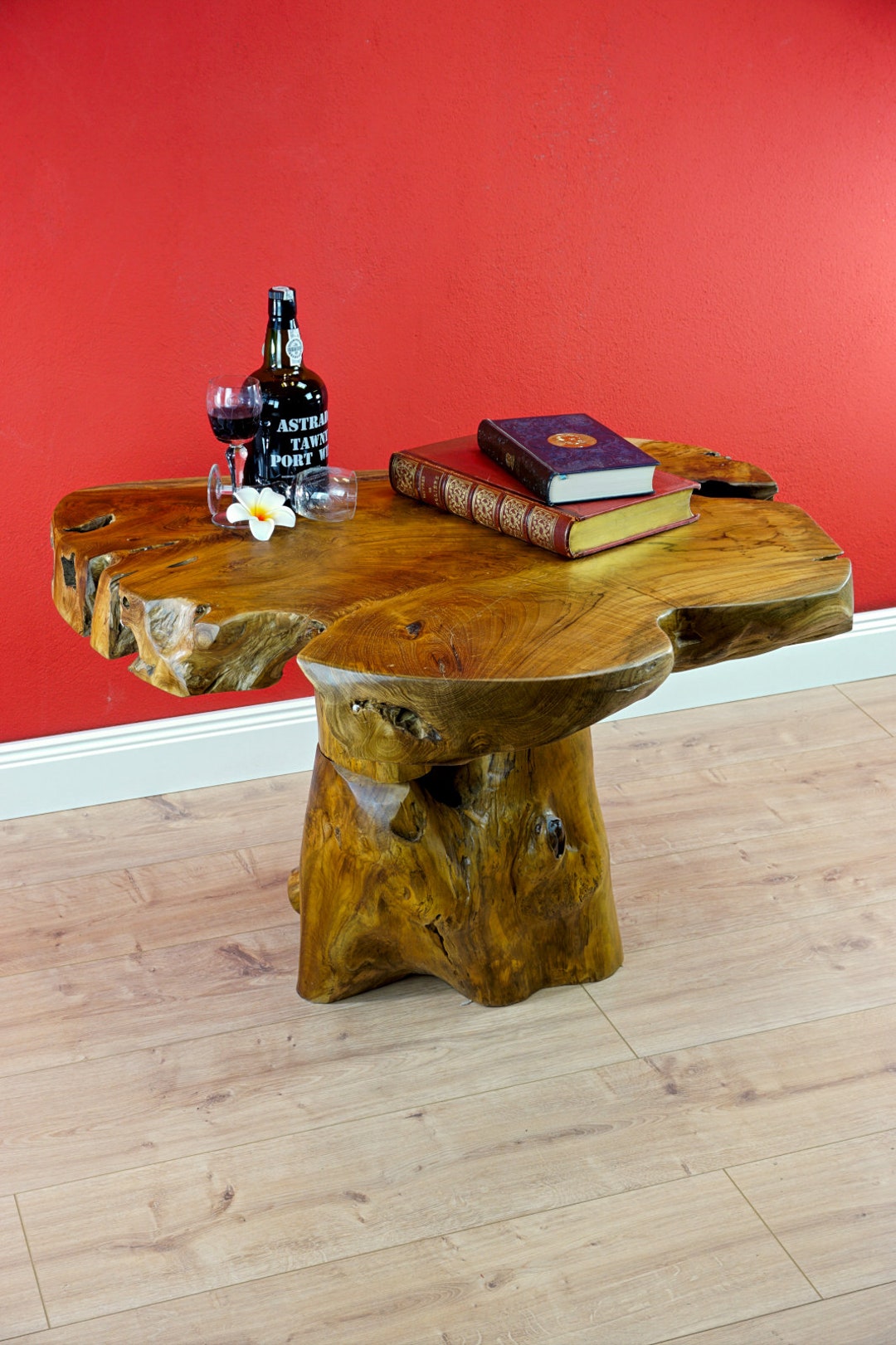 Mesa de tronco de árbol SIGNATURE, mesa de salón única, madera
